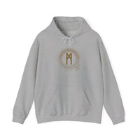 Mannaz Rune Celtic Knot Hoodie - Heavy Blend Fleece Pullover - Unisex White
