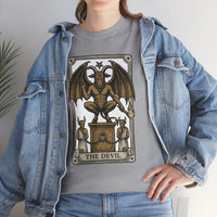 The Devil Tarot Card Graphic T-Shirt - Heavy Cotton Classic Fit Tee - Unisex White