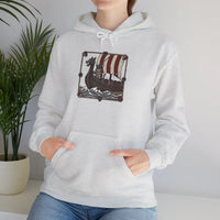 Viking Berserker Cats Longship Hoodie - Warm Cotton-Poly Fleece Pullover - Unisex White