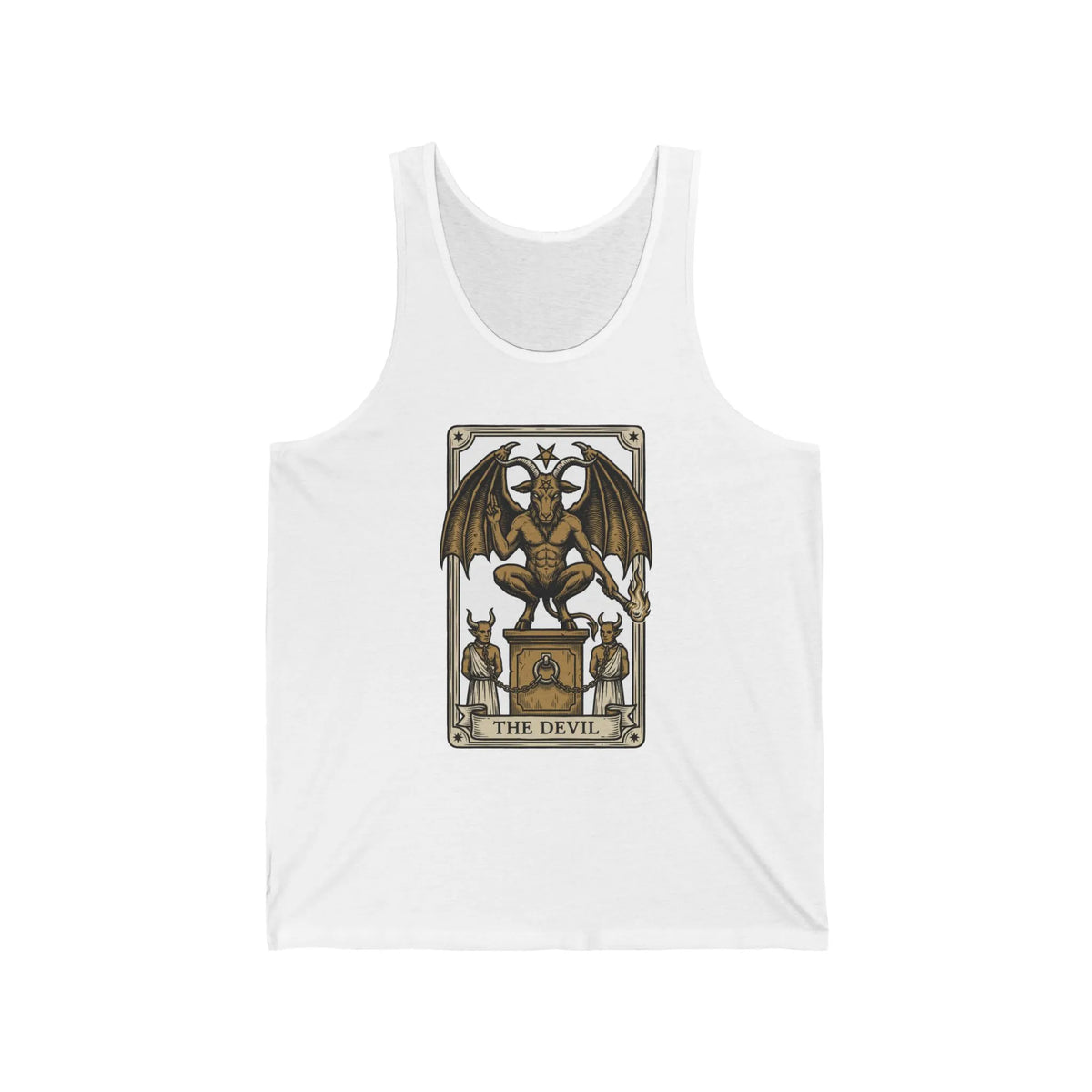 The Devil Tarot Card Tank Top - Lightweight Ring-Spun Cotton Tank - Unisex White