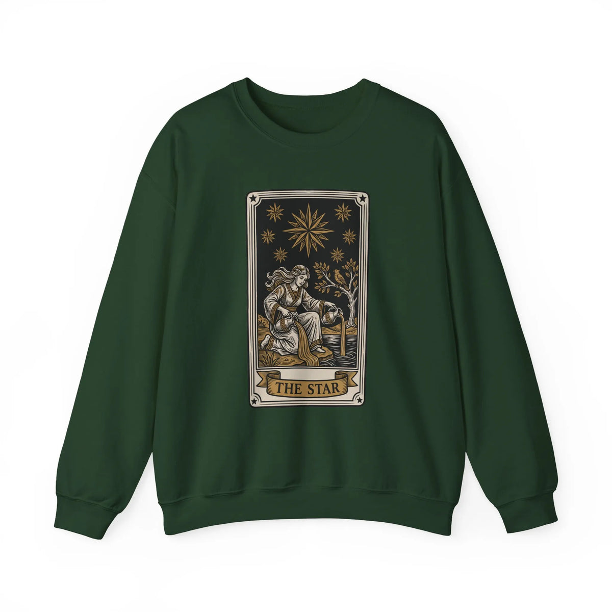 The Star Tarot Card Sweatshirt - 50/50 Cotton Polyester Crewneck - Unisex White