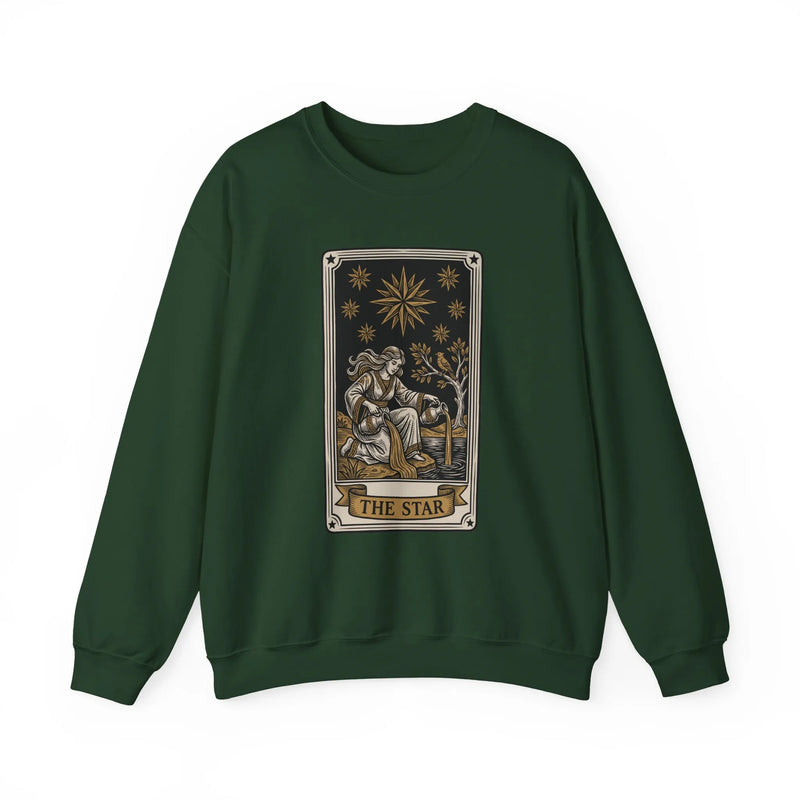 The Star Tarot Card Sweatshirt - 50/50 Cotton Polyester Crewneck - Unisex White