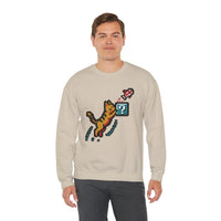 8-Bit Pixel Gaming Cats Sweatshirt - Heavy Blend Fleece Crewneck - Unisex White