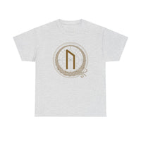 Uruz Rune Symbol Graphic T-Shirt - Heavyweight Cotton Classic Fit - Unisex White