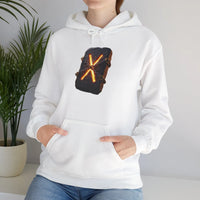 Gebo Rune Symbol Hoodie - Cozy Cotton Blend Fleece Pullover - Unisex White