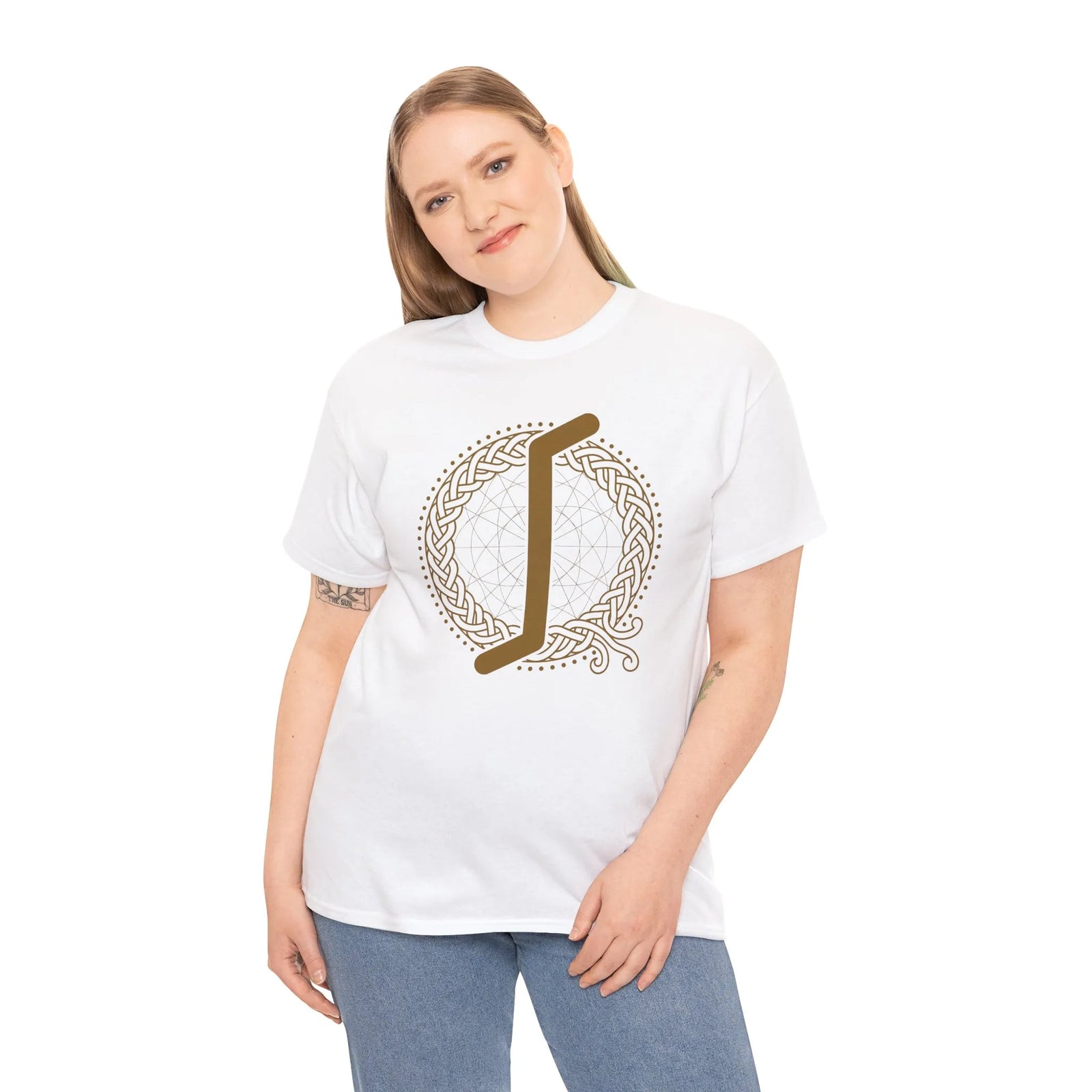 ᛇ Eihwaz Rune Yew World Tree T-Shirt - Heavy Cotton Classic Fit Tee - Unisex White