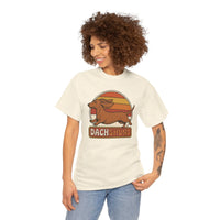 Dachshund Retro 70s Sunset Graphic T-Shirt - Heavy Cotton Classic Fit Tee - Unisex White