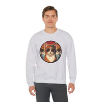 Calico Cool Cats 70s Sunset Aviators Sweatshirt - Medium Heavyweight Fleece Crewneck - Unisex White