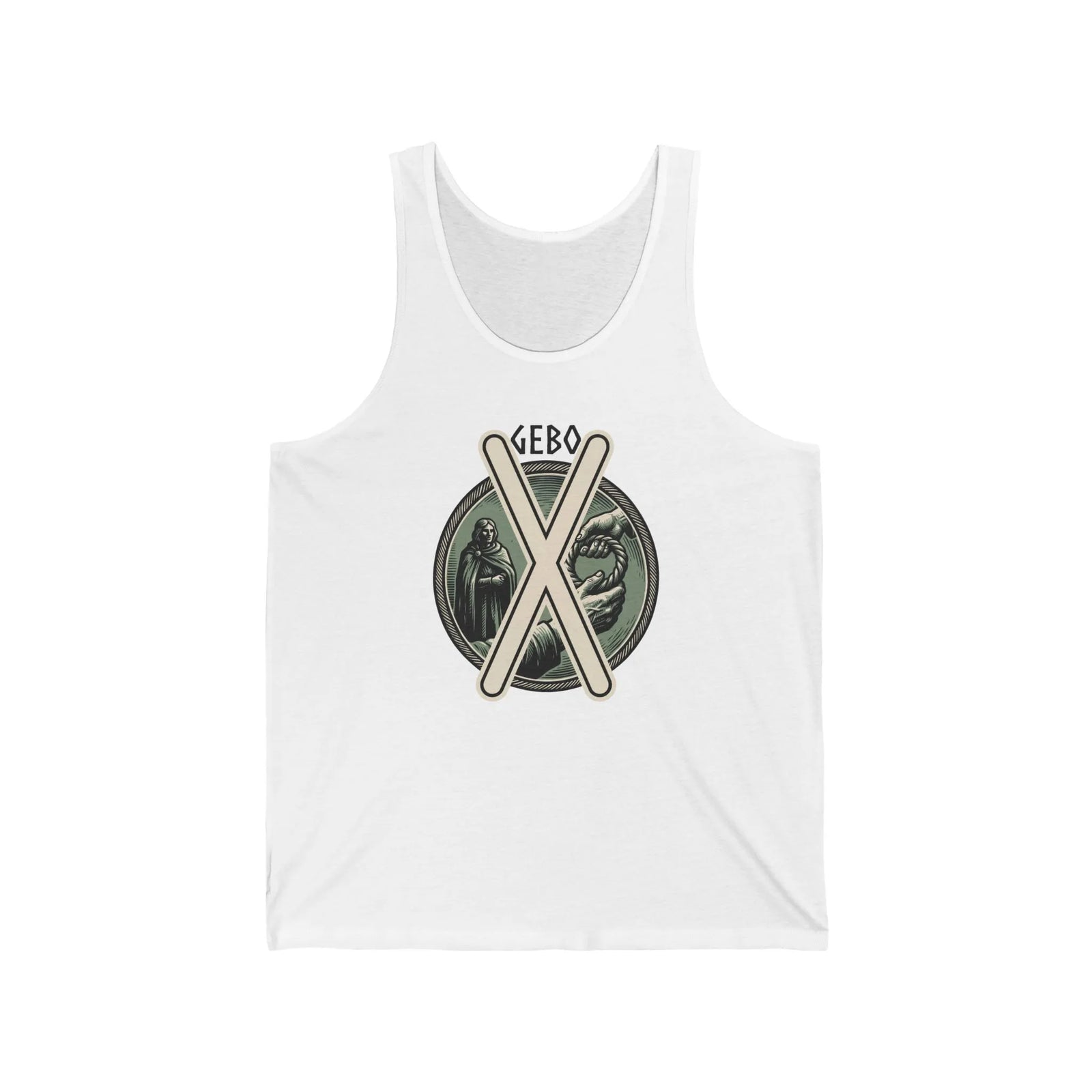 Gebo Rune Gift Exchange Tank Top - Soft Ringspun Cotton Jersey - Unisex White