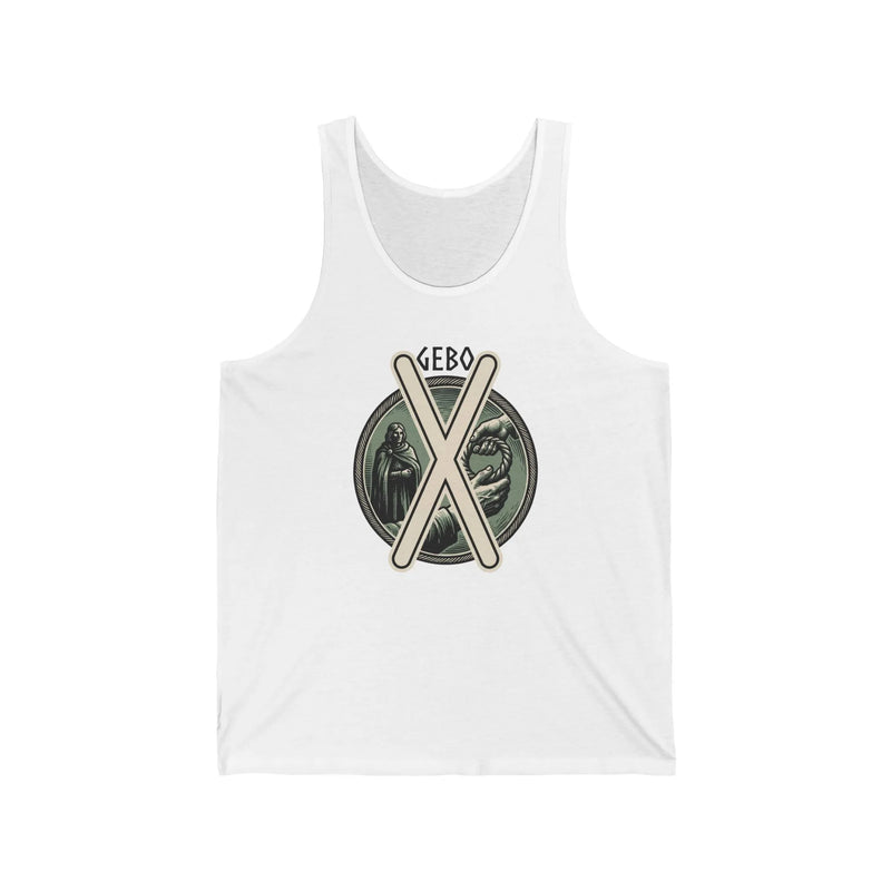 Gebo Rune Gift Exchange Tank Top - Soft Ringspun Cotton Jersey - Unisex White