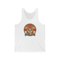Maine Coon Cat Retro 70s Sunset Tank Top - Lightweight Ringspun Cotton Jersey - Unisex White