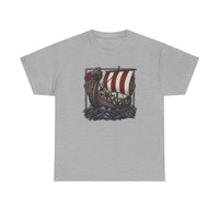 Viking Berserker Dogs Longship T-Shirt - Heavy Cotton Classic Fit Tee - Unisex White