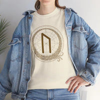 Uruz Rune Symbol Graphic T-Shirt - Heavyweight Cotton Classic Fit - Unisex White
