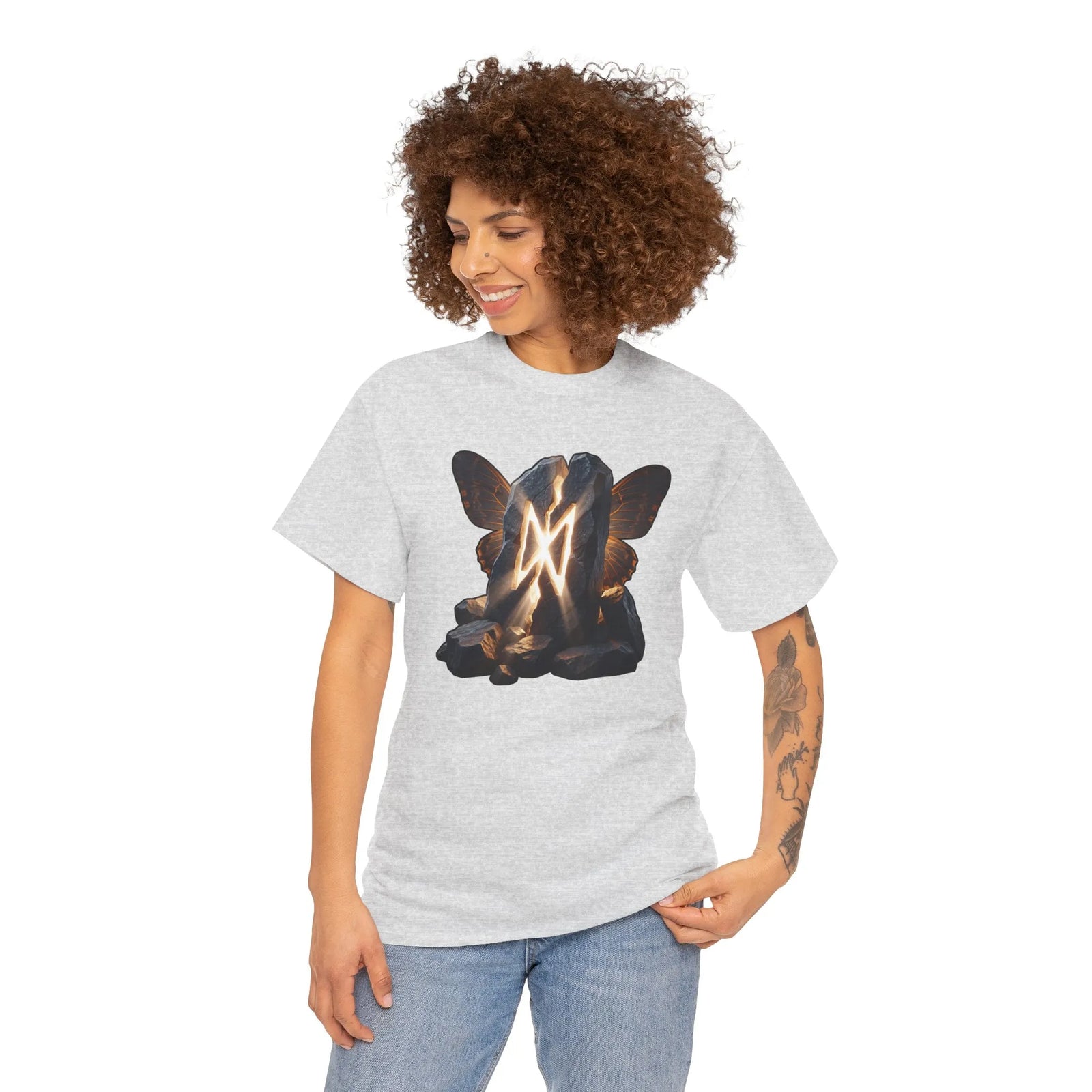 Dagaz Rune Breakthrough Symbol T-Shirt - Heavyweight 100% Cotton Classic Fit Tee - Unisex White