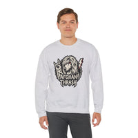 Headbanger Heavy Metal Dog Graphic Sweatshirt - Heavyweight Cotton Blend Fleece - Unisex White