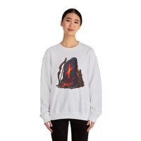 Nauthiz Rune Need-Fire Graphic Sweatshirt - Heavy Blend Crewneck Fleece - Unisex White