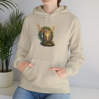 Elhaz Protection Rune Antler Hoodie - Heavy Blend Cotton Blend Pullover - Unisex White