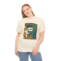 8-Bit Pixel Gaming Cats Arcade T-Shirt - Heavy Cotton Classic Fit Tee - Unisex White