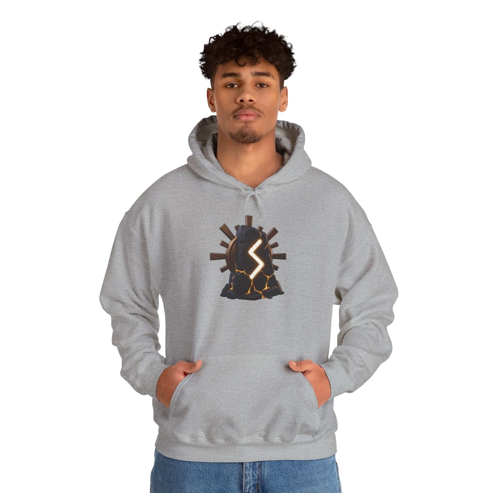 Sowulo Rune Sun Ray Hoodie - Heavy Blend Fleece Pullover - Unisex White