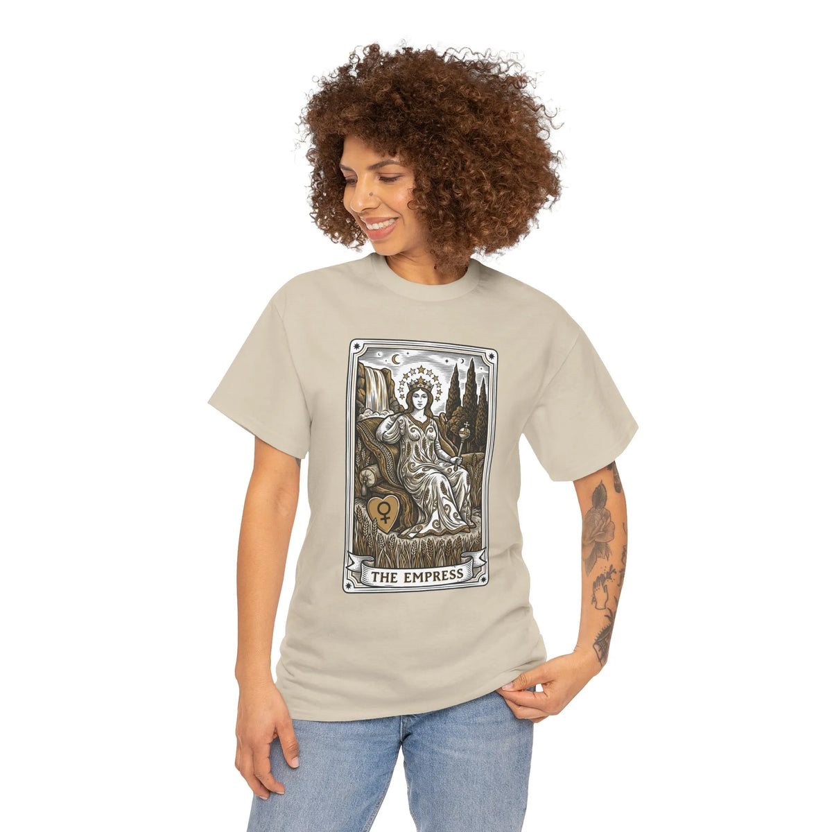 Empress Tarot Card Graphic T-Shirt - Heavy Cotton Classic Fit Tee - Unisex White
