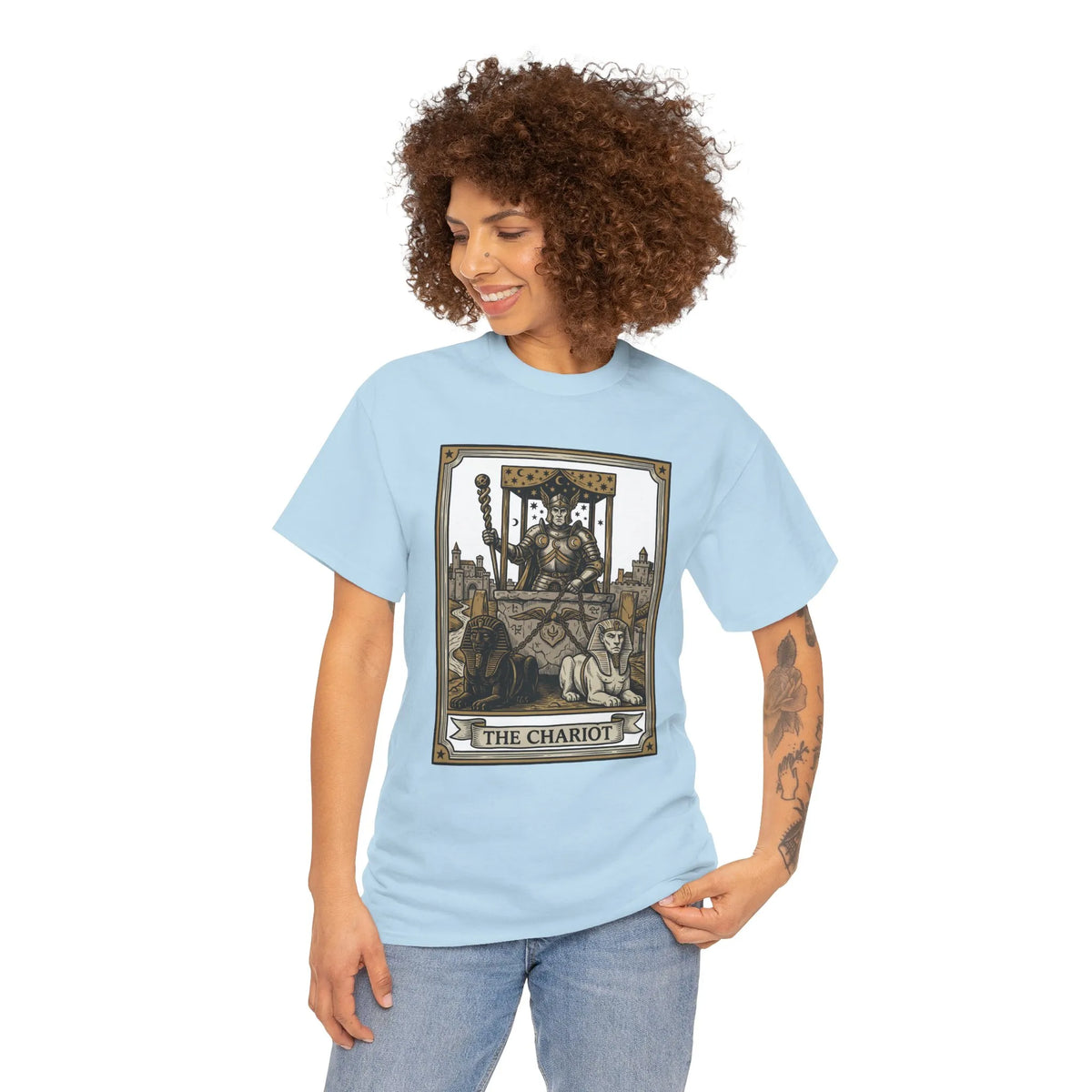 The Chariot Tarot Card T-Shirt - Heavy Cotton Classic Fit Tee - Unisex White