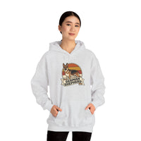 German Shepherd Retro Sunset Hoodie - Soft Cotton-Poly Blend Fleece - Unisex White
