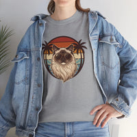 Ragdoll Cat 70s Sunset Aviators T-Shirt - Heavy Cotton Classic Fit Tee - Unisex White
