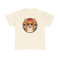Cool Corgi Aviator Sunset T-Shirt - Heavy Cotton Classic Fit Tee - Unisex White