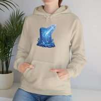 Tiwaz Tyr Sword Graphic Hoodie - Classic Fit Pouch Pocket Fleece - Unisex White
