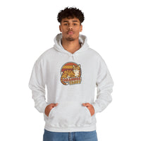 Orange Tabby Retro 70s Sunset Hoodie - Cozy Cotton Blend Pullover - Unisex White