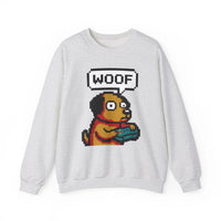 8-Bit Pixel Gaming Dogs Sweatshirt - Heavy Blend Cotton-Poly Crewneck - Unisex White