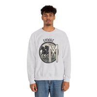 Ehwaz Divine Twins Horse Sweatshirt - Heavy Blend Cotton Blend Crewneck - Unisex White