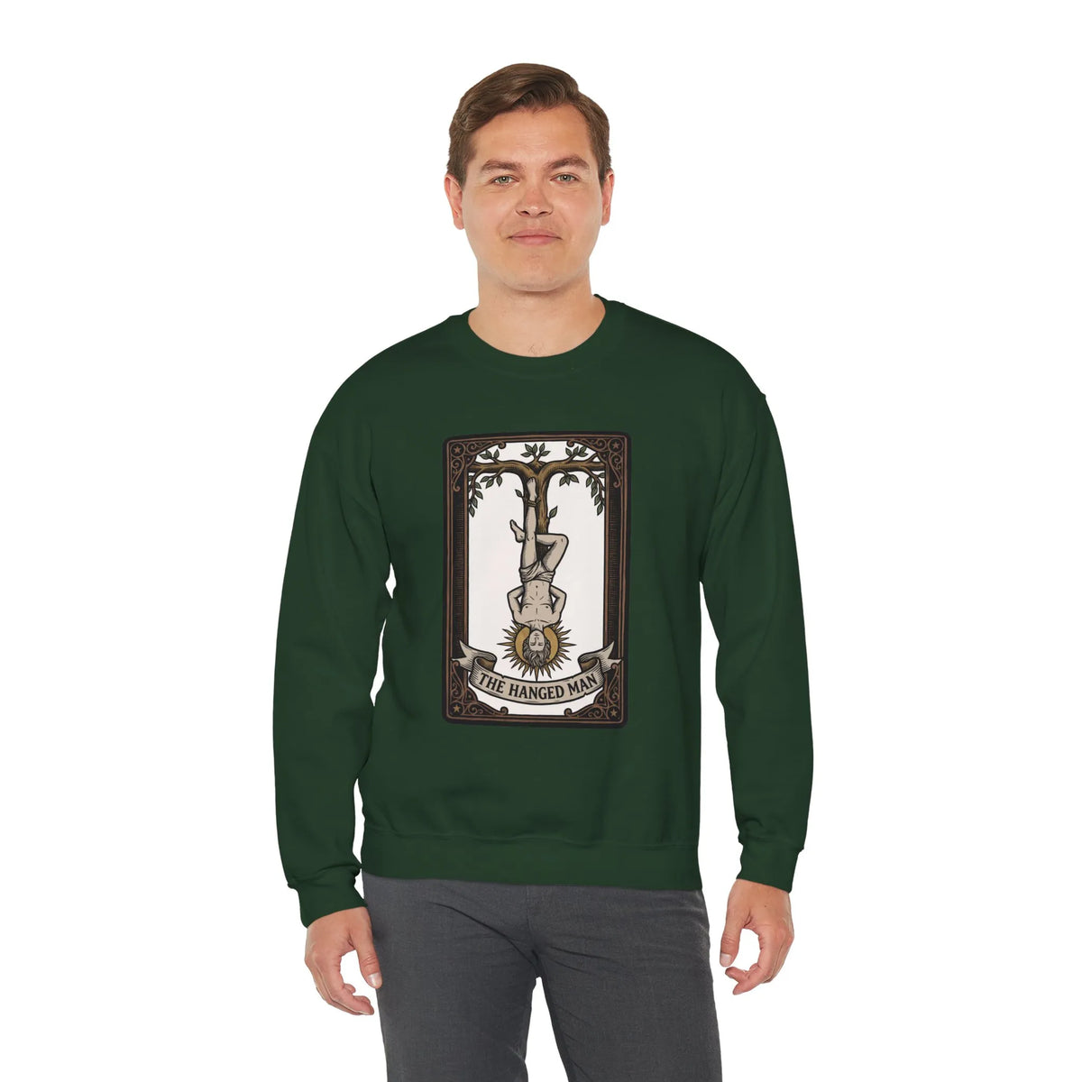 The Hanged Man Tarot Card Sweatshirt - Soft Fleece Classic Fit Crewneck - Unisex Off White