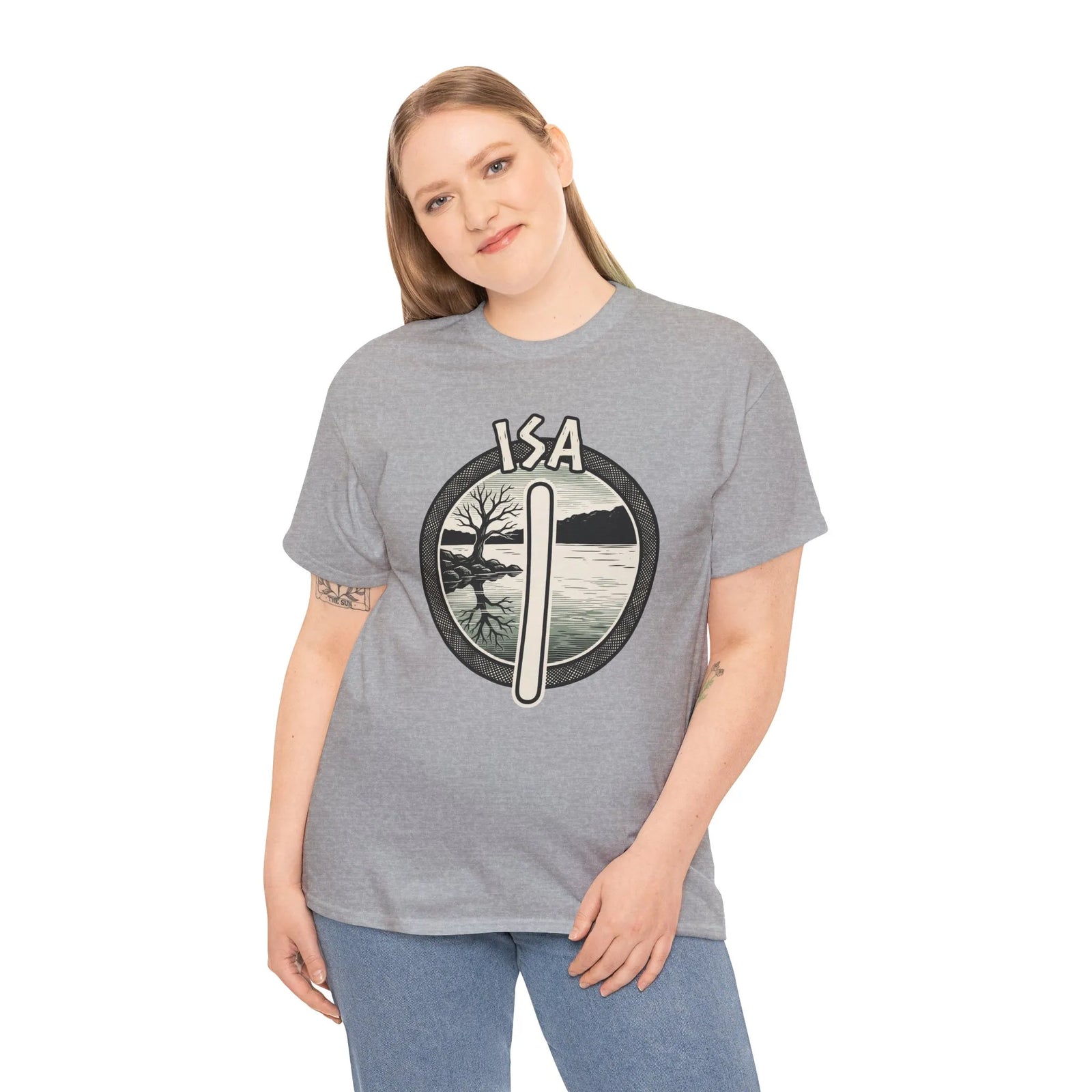 Isa Rune Ice Landscape T-Shirt - Heavy Cotton Classic Fit Crewneck - Unisex White