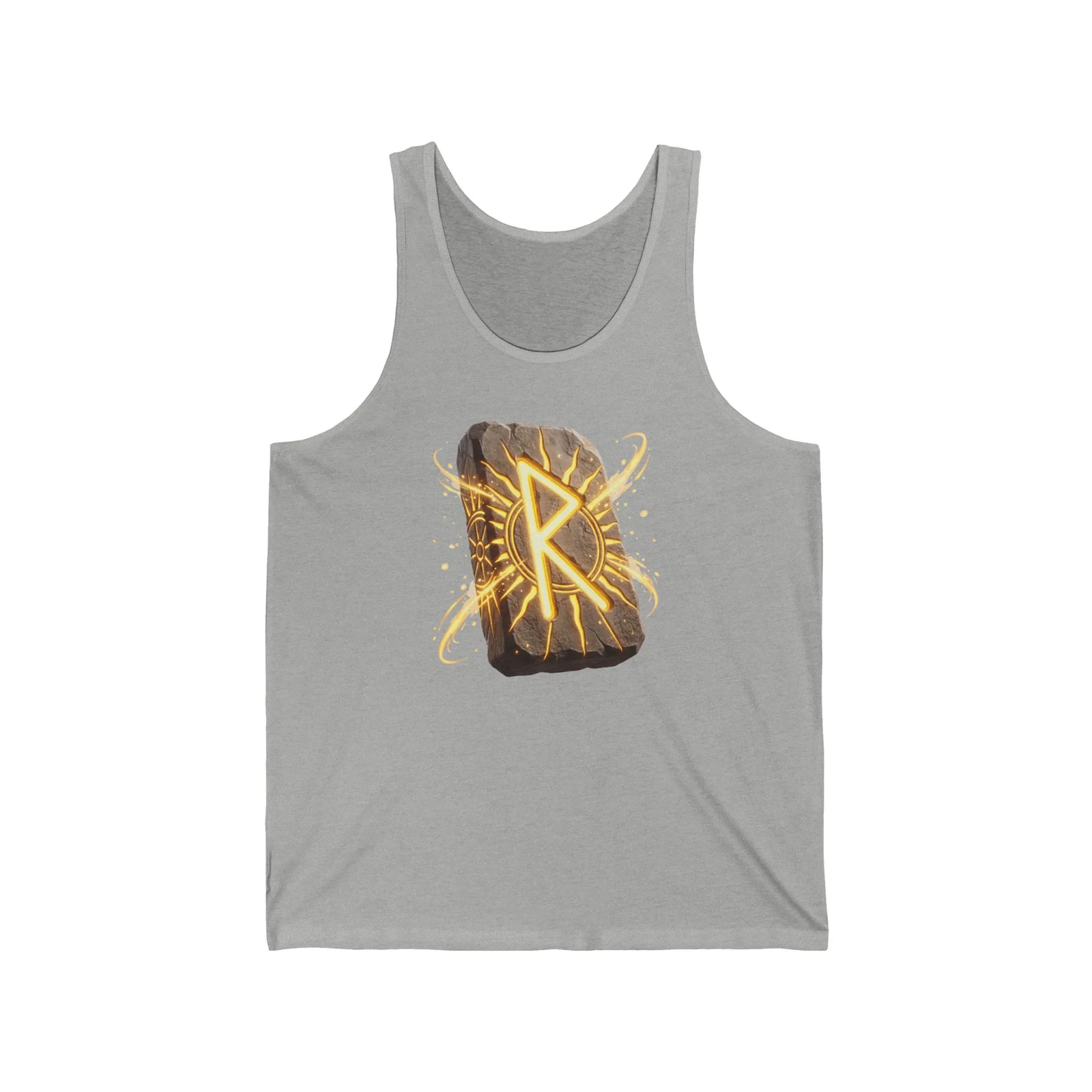 Raido Rune Sun Chariot Tank Top - Lightweight Combed Cotton Jersey - Unisex White