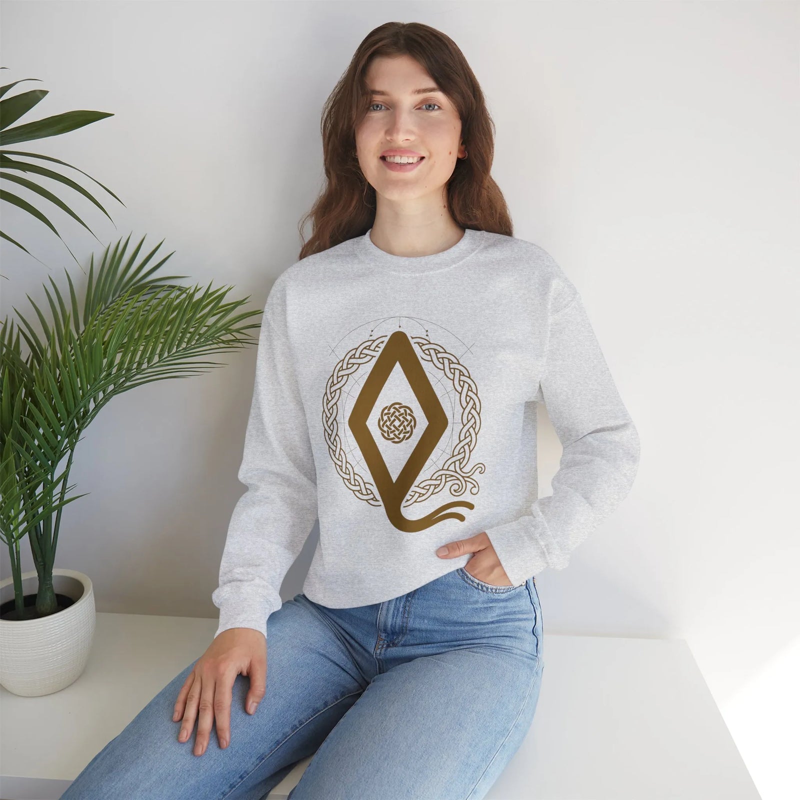 Ingwaz Rune Seed Potential Sweatshirt - Classic Fit Cotton-Poly Crewneck - Unisex White