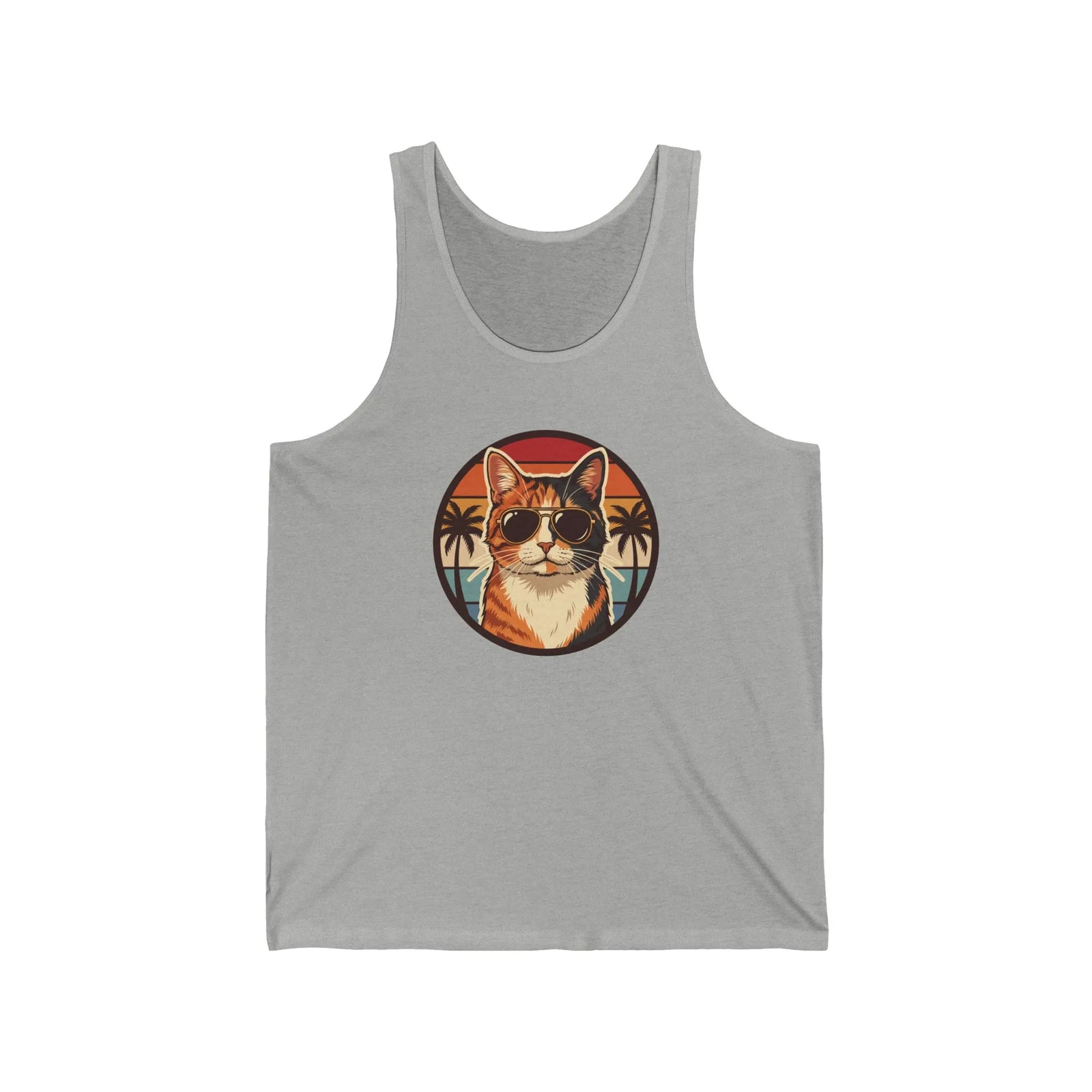 Calico Cat Aviator Sunset Tank Top - Lightweight Jersey Retail Fit - Unisex Athletic Heather