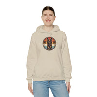 German Shepherd Aviator 70s Sunset Hoodie - Heavy Blend Fleece Pullover - Unisex White
