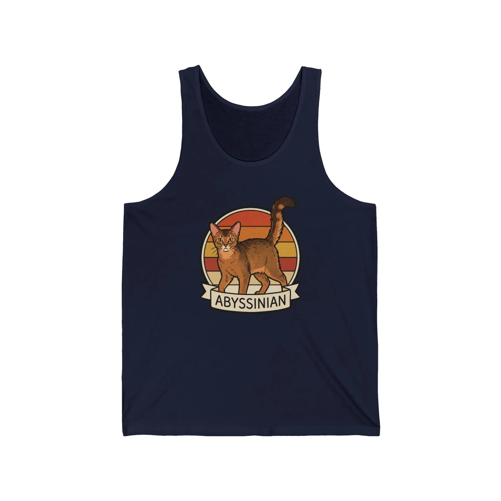 Abyssinian Retro 70s Sunset Tank Top - Soft Combed Cotton Retail Fit - Unisex White