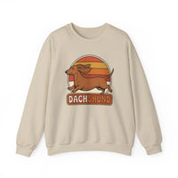 Retro 70s Sunset Dachshund Sweatshirt - Heavy Blend Cotton Blend Crewneck - Unisex White