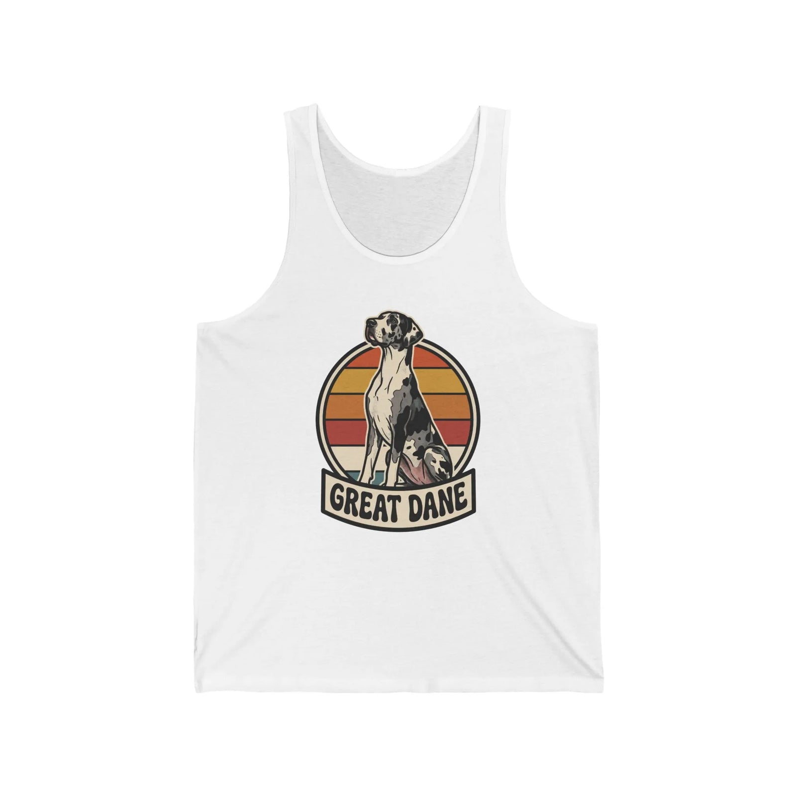 Great Dane Retro 70s Sunset Tank Top - Lightweight Airlume Cotton Jersey - Unisex Athletic Heather
