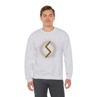 Sowulo Rune Sun Graphic Sweatshirt - Heavy Cotton Blend Crewneck - Unisex White