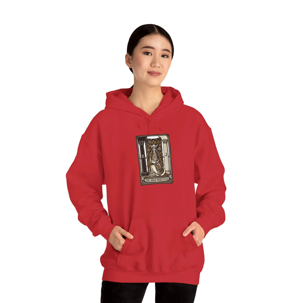 High Priestess Tarot Card Hoodie - Heavy Blend Fleece Pullover - Unisex White