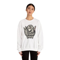 Headbanger Heavy Metal Dog Graphic Sweatshirt - Heavyweight Cotton Blend Fleece - Unisex White