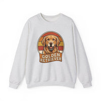 Golden Retriever Retro 70s Sunset Sweatshirt - Heavy Blend Fleece Crewneck - Unisex Ash