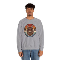 Maine Coon Aviator Cat Sweatshirt - Heavy Blend Fleece Crewneck - Unisex White