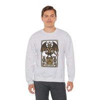 Devil Tarot Card Graphic Sweatshirt - Heavy Blend Fleece Crewneck - Unisex White