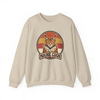 Maine Coon Retro 70s Sunset Sweatshirt - Soft 50/50 Cotton Blend Crewneck - Unisex White