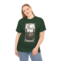 Moonlight Wolves Tarot Graphic T-Shirt - Heavy Cotton Classic Fit Crewneck - Unisex White