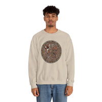 Norse Knotwork Hound Odin's Wolves Sweatshirt - Soft Durable Cotton Blend Crewneck - Unisex White